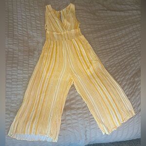 Romper- Calf Length - Yellow and Cream Vertical Stripe- Size Large (Runs Small)